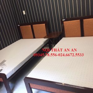 Giường sắt hộp khách sạn giả gỗ cao cấp, giường sắt 1,6mx2m siêu bền, đẹp nhất Hà Nội