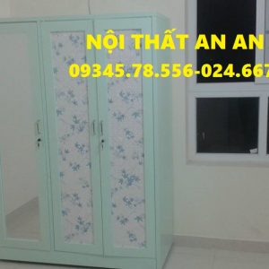 Tủ đựng quần áo bằng sắt LẮP RÁP cao cấp 3 buồng , Nội thất An An – MSP: TCCAA31A