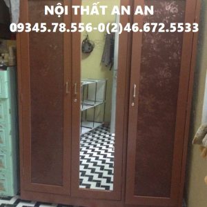 Tủ đựng quần áo bằng sắt LẮP RÁP cao cấp 3 buồng , Nội thất An An – MSP: TCCAA31A