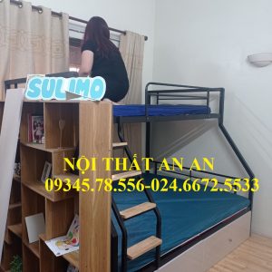 giường sắt 2 tầng khổ rộng 1m6x2m siêu khỏe-nội thất an an hà nội