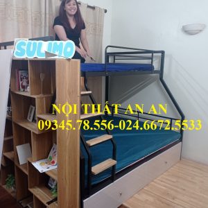 giường sắt 2 tầng khổ rộng 1m6x2m siêu khỏe-nội thất an an hà nội