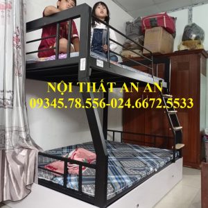 giường tầng sắt có cốp đồ gầm giường khỏe đẹp