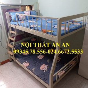giường tầng sắt trẻ em rẻ đẹp tại Hà Nội bền rộng màu kem 2