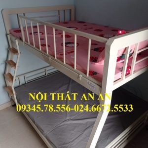 giường tầng sắt trẻ em rẻ đẹp tại Hà Nội bền rộng màu kem 2