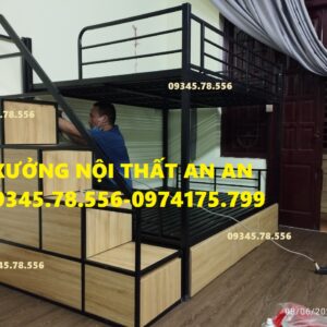 Giường tầng sắt, giường tầng cầu thang hộp sơn tĩnh điện